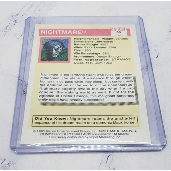 1990 Marvel Super Heroes Trading Card Impel Nightmare #56 - Picture 4 of 4